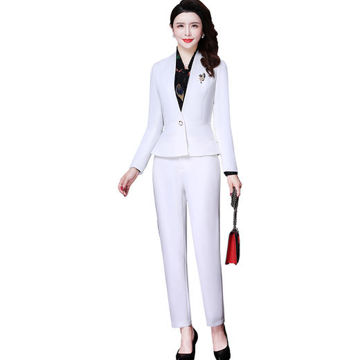 WXY-18071911春装新款白色一粒扣职业流行轻熟御姐西装两件套 商品图3