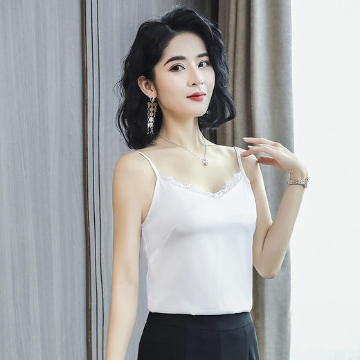 xz8083性感v领真丝吊带女夏新款蕾丝小背心冰丝打底衫大码丝绸上衣