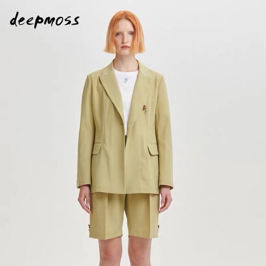 deepmoss2020春夏新款 设计感纯色芥黄麻感西装外套 dm20ssCT02AF1 商品图0