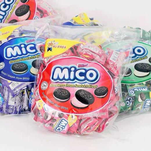 COCO 小黑饼迷你夹心饼干 独立小包装分享更方便 376g（奶油味 柠檬味 草莓味） 商品图1