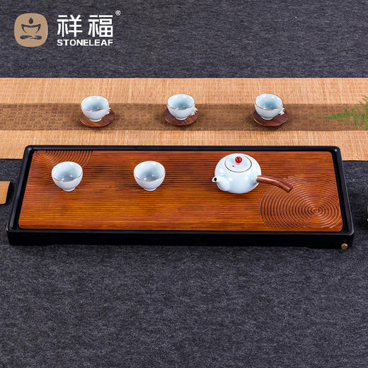 祥福 莲池檀竹小茶盘/尺寸400x200x34mm 商品图3