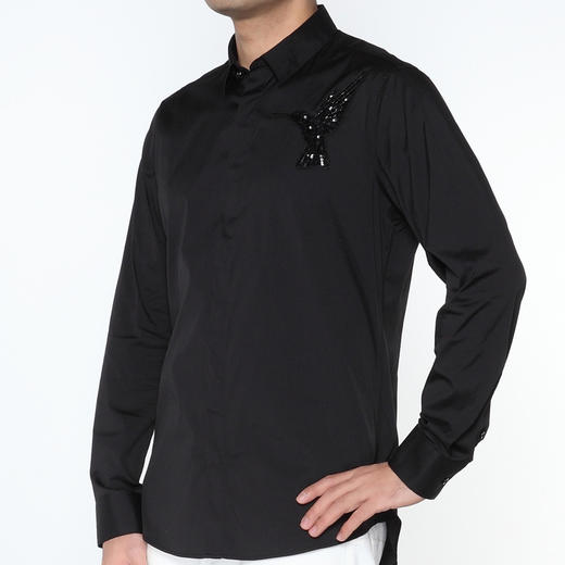 Marco Azzali 黑色蜂鸟绣花珠片绣长袖衬衫 C5210200 商品图1