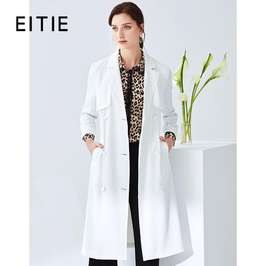 EITIE爱特爱女装春款时尚气质英伦风纯色薄款风衣外套女长款6104807 商品图1