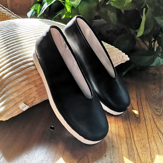 内联升男鞋手工单鞋千层底春秋牛皮面千层底小元口布鞋8145A 商品图4