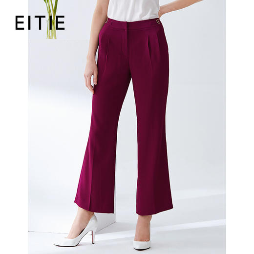 EITIE爱特爱女装春款时尚减龄通勤显瘦高腰微喇阔腿长裤女6105820 商品图0