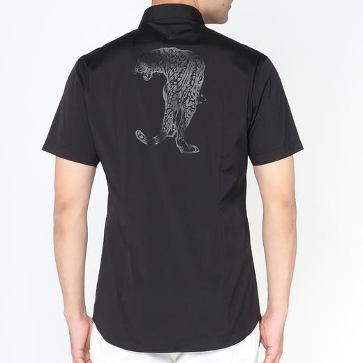 Marco Azzali 黑色豹子胶印短袖衬衫 C5245200 商品图2