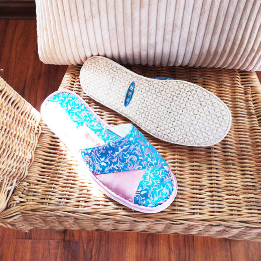 内联升女鞋手工单鞋千层底室内拖鞋透气舒适拼色织锦拖鞋2035C 商品图3