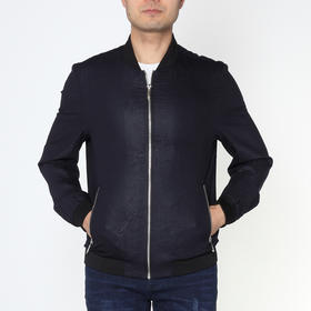 Marco Azzali 藏青色几何印花棒球领夹克 J5256100