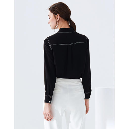 EITIE爱特爱女装春款职业通勤明线装饰显瘦纯色衬衫女上衣6109815 商品图4