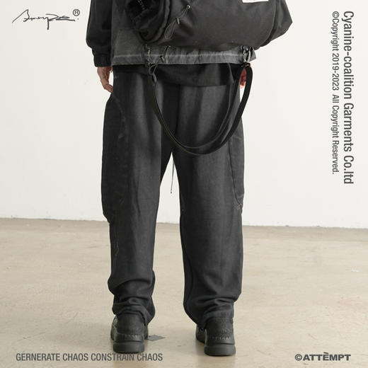 ATTEMPT 19AW-PNT12 脏染立体口袋PMU裤腿拉链针织长裤 商品图1