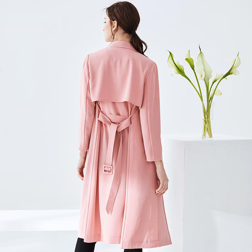 EITIE爱特爱女装春款时尚气质英伦风纯色薄款风衣外套女长款6104807 商品图4