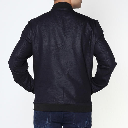 Marco Azzali 藏青色几何印花棒球领夹克 J5256100 商品图2