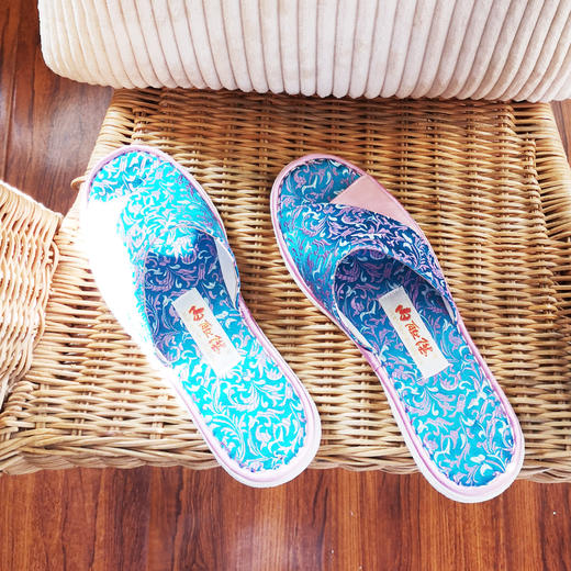 内联升女鞋手工单鞋千层底室内拖鞋透气舒适拼色织锦拖鞋2035C 商品图4