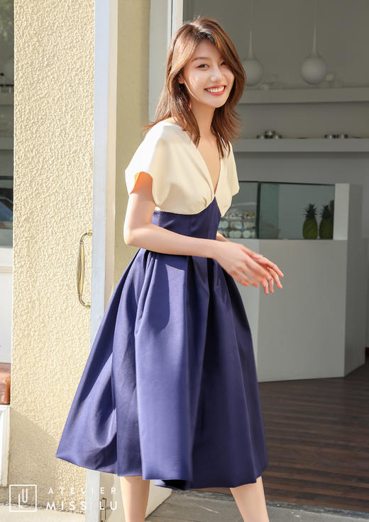 AtelierMissLu /Serena-典雅蓝白拼色公主裙 商品图13