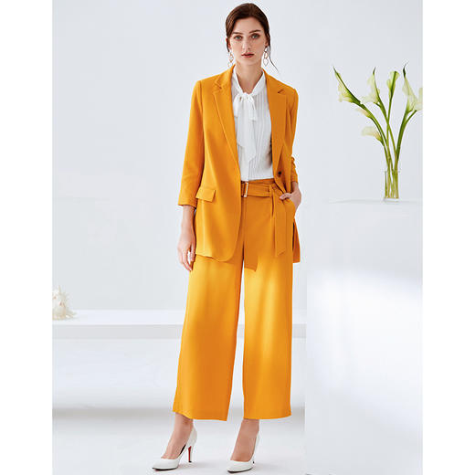 EITIE爱特爱女装春款时尚纯色减龄显瘦职业阔腿直筒裤长裤女6105809 商品图1