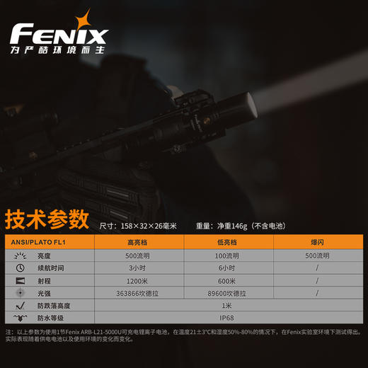 Fenix TK30白激光手电1200米远射强光户外手电筒21700电池USB充电 商品图4