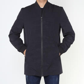 Marco Azzali 藏青色暗花拉链棒球领风衣 Y5254100