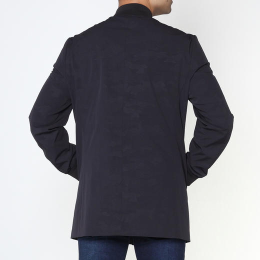 Marco Azzali 藏青色暗花拉链棒球领风衣 Y5254100 商品图2