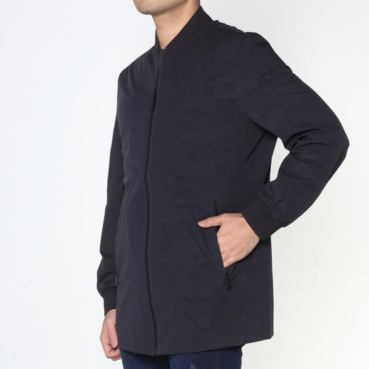 Marco Azzali 藏青色暗花拉链棒球领风衣 Y5254100 商品图1