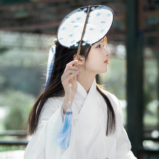 故宫扇子美人扇纯手工冰丝扇面中国风团扇汉服团扇