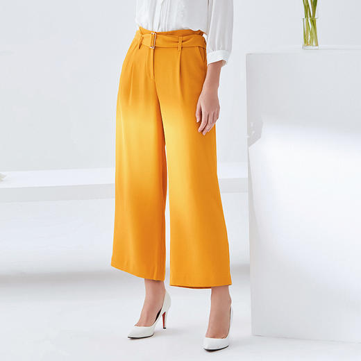 EITIE爱特爱女装春款时尚纯色减龄显瘦职业阔腿直筒裤长裤女6105809 商品图4
