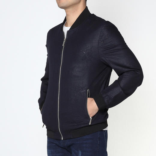 Marco Azzali 藏青色几何印花棒球领夹克 J5256100 商品图1