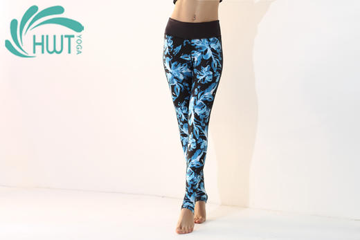 《惊爆618 棉感加厚 不退换》HWT瑜伽蓝色烟花纱网小脚九分裤 跑步户外蓝色烟花 商品图1