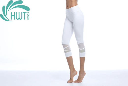 《惊爆618 不退换》HWT七分捆条瑜珈纱网小脚裤   瑜伽运动 商品图2