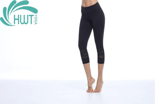 《惊爆618 不退换》HWT七分捆条瑜珈纱网小脚裤   瑜伽运动 商品图4