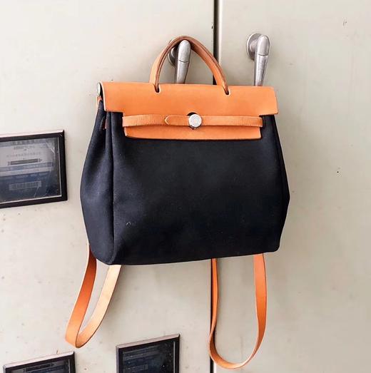hermes爱马仕 herbag31黑色帆布双肩包