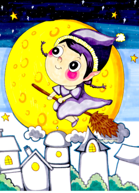 《卡通画可爱的女巫》【自动发货：下单后，点击手机短信中收到的链接，即可获取文件下载的链接；如有任何问题，可添加客服微信hm33268获得帮助】