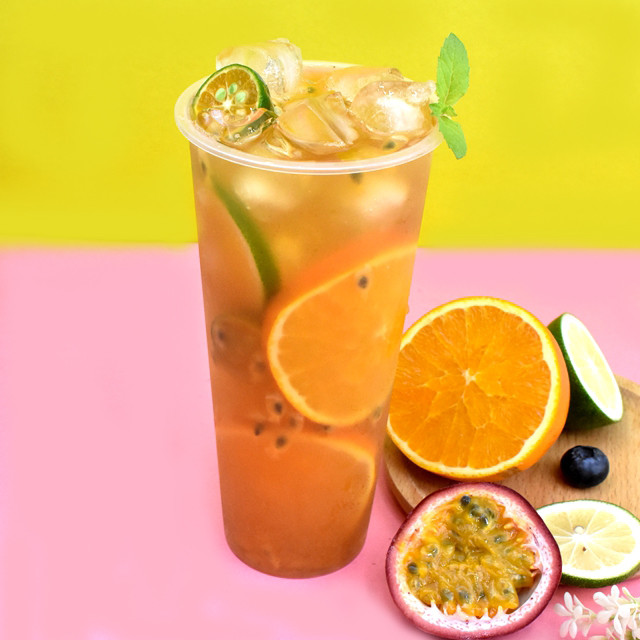茶饮系列水果茶百香果茶柠檬茶奶茶多口味选择700ml