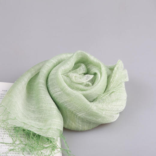 竹染丝巾——真丝竹节棉
