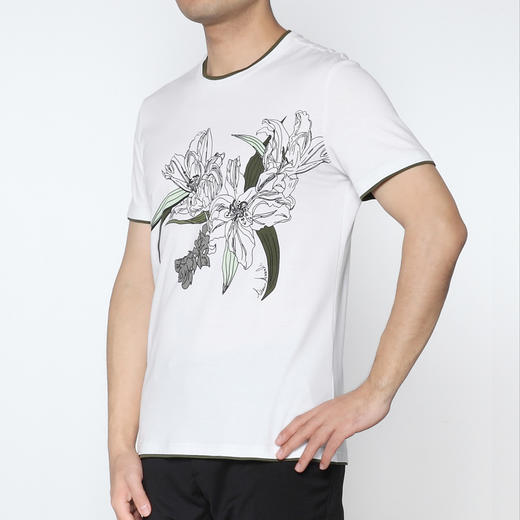 Marco Azzali 白色胶印双层撞色领短袖圆领T恤 T5217300 商品图1