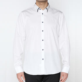 Marco Azzali 白色领尖异色拼接长袖衬衫 C5206300