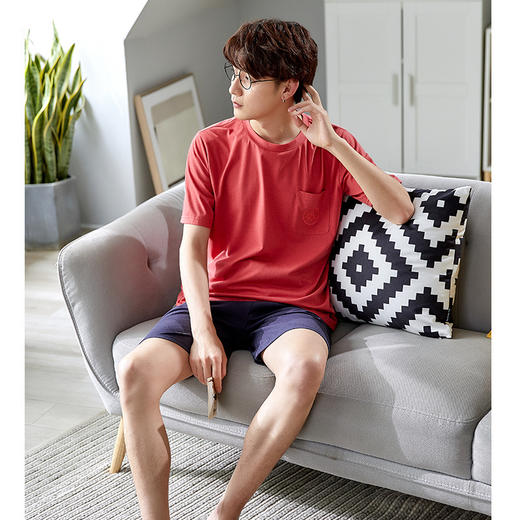 可人儿夏季睡衣男士纯棉短袖薄款韩版运动宽松大码短裤家居服套装 商品图1