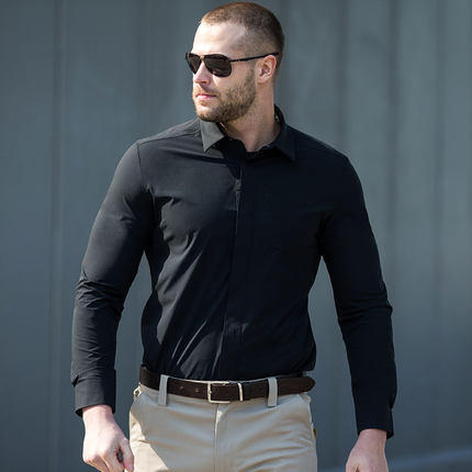 新品龙牙暗冰长袖速干弹力战术衬衫男士休闲商务通勤衬衣 商品图1