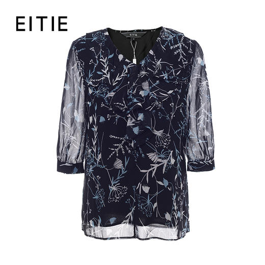 EITIE爱特爱夏季新款时尚通勤百搭印花直筒显瘦短上衣女5913631 商品图5