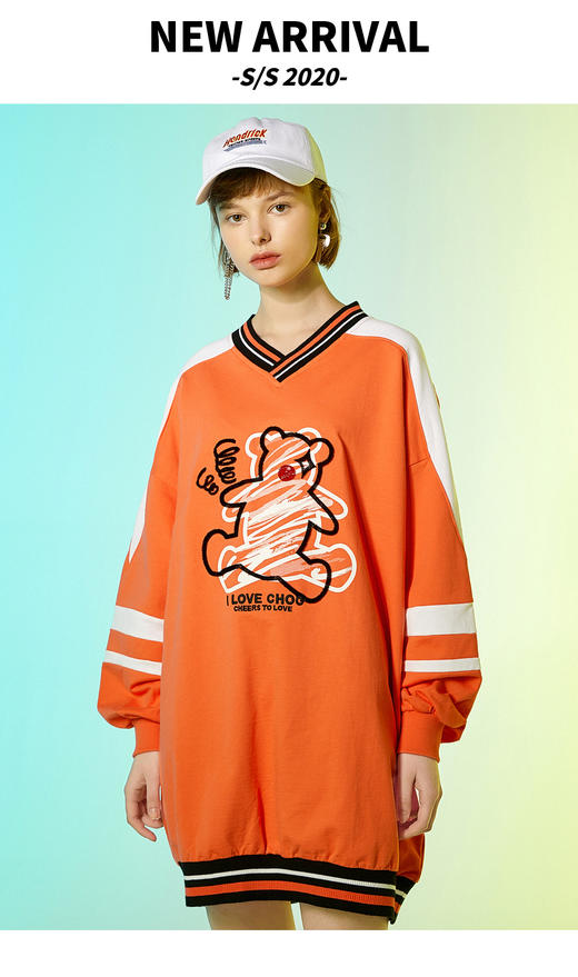 ILOVECHOC我爱巧克力2020新款宽松V领连衣裙针织个性百搭上衣女潮 商品图0