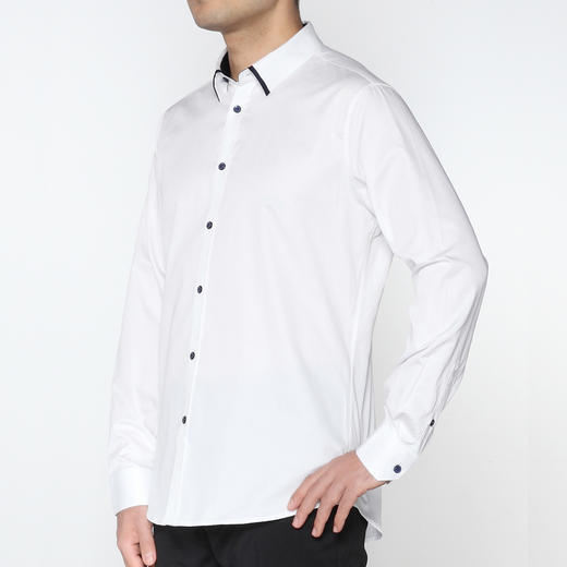 Marco Azzali 白色领尖异色拼接长袖衬衫 C5206300 商品图1