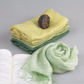 竹染丝巾——真丝竹节棉