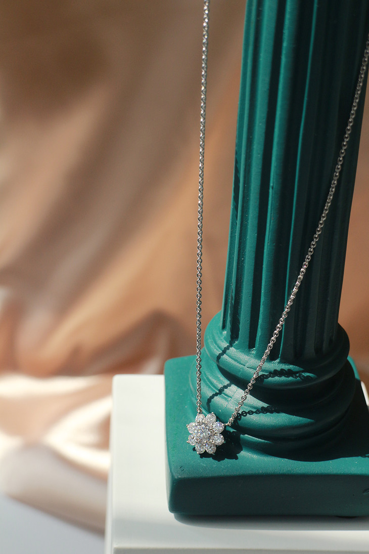 hw海瑞温斯顿sunflower系列超闪精致锁骨项链