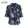 EITIE爱特爱夏季桑蚕丝新款时尚通勤立领飘带印花喇叭袖上衣女5913625 商品缩略图8