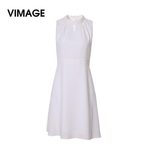 VIMAGE纬漫纪夏季新款无袖圆领高腰A字裙中裙连衣裙女夏V1307974 商品图1