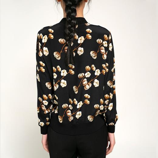 丁摩 真丝印花棒球服春款外套上衣桑蚕丝开衫上衣20-95A DB599 商品图5