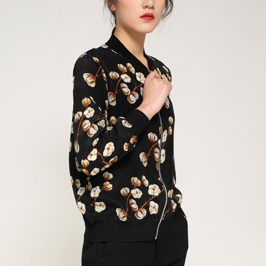丁摩 真丝印花棒球服春款外套上衣桑蚕丝开衫上衣20-95A DB599 商品图4
