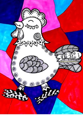 《线描画可爱的小鸡》【自动发货：下单后，点击手机短信中收到的链接，即可获取文件下载的链接；如有任何问题，可添加客服微信hm33268获得帮助】