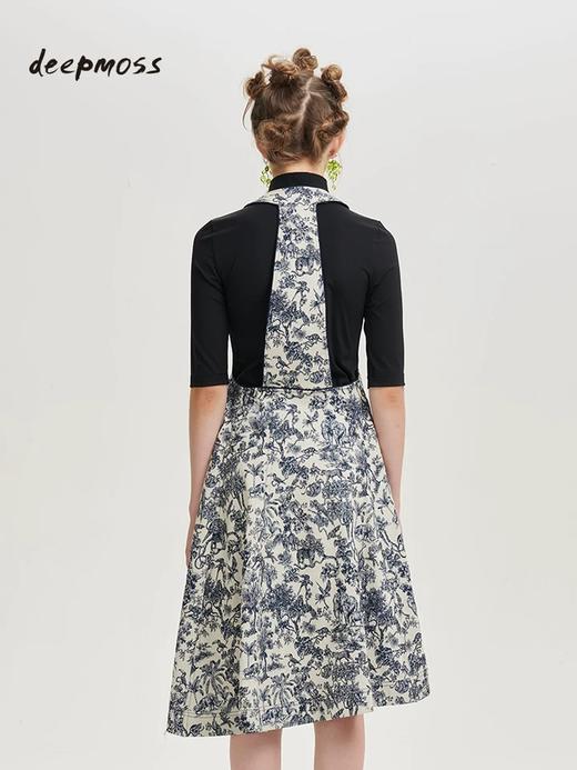 deepmoss2020春夏新款丛林碎花图案拉链提花挂脖连衣裙 dm20ssDS10AB 商品图2