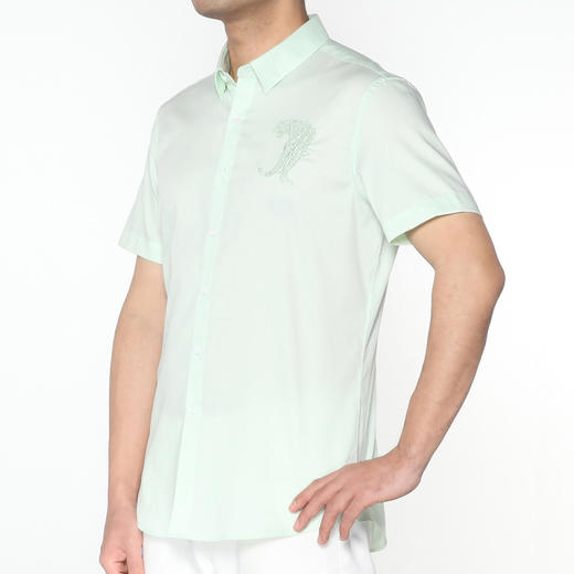 Marco Azzali 浅绿色豹子绣花短袖衬衫 C5236700 商品图1