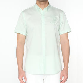 Marco Azzali 浅绿色豹子绣花短袖衬衫 C5236700